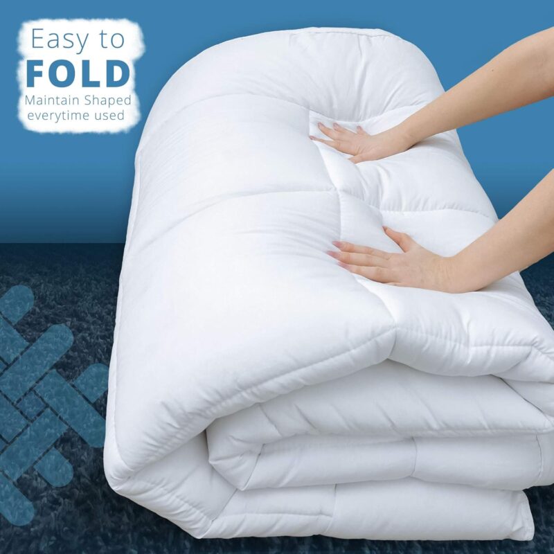 Mattress Topper 4 Inch Thick - Quilted Topper with Fluffy Hypoallergenic Microfibre with Strong Corner Straps for Luxury & Comfort - Image 6