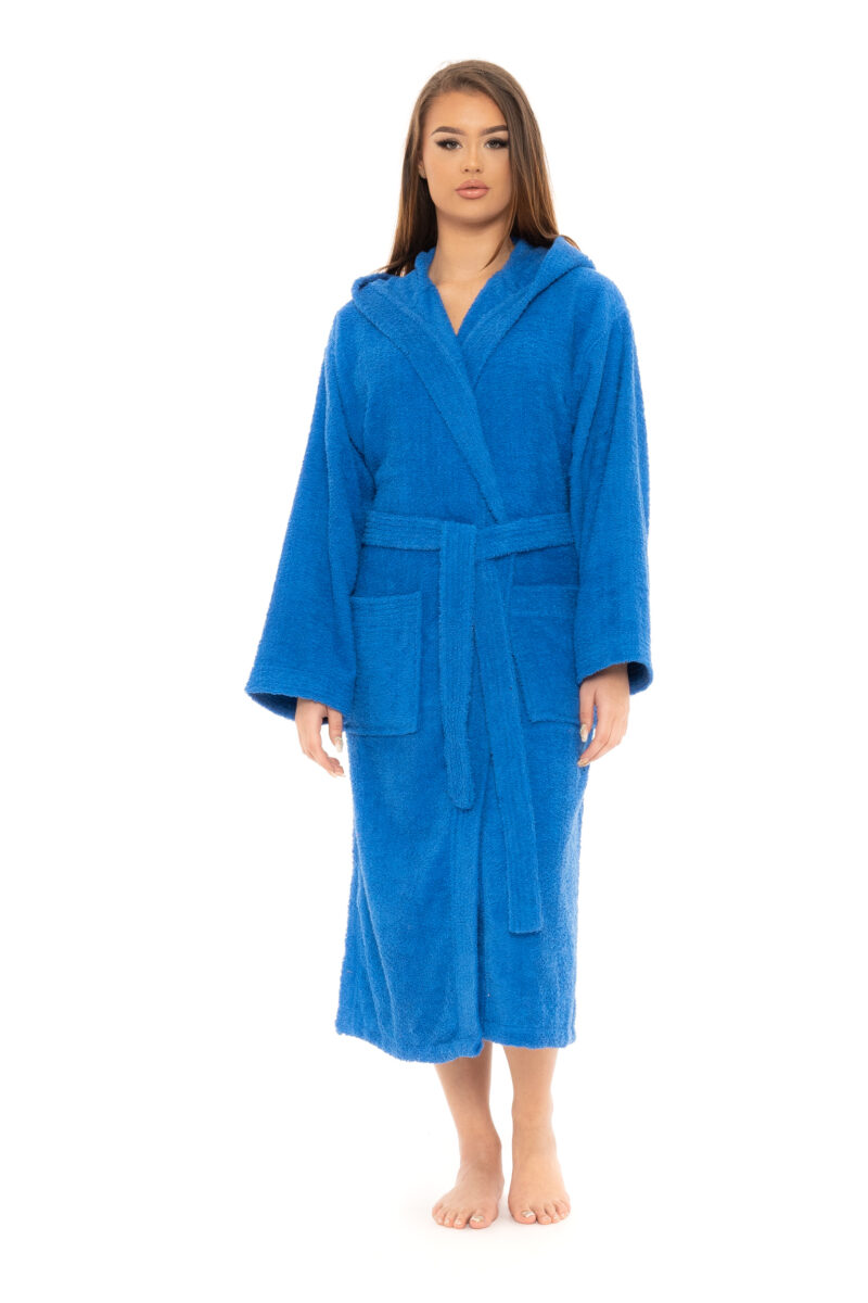 Luxurious 100% Soft Cotton Towlling Bathrobe Dressing Gown Hooded Towel Changing Robe Spa Bath Towel Robe for Ladies & Gents - Image 12