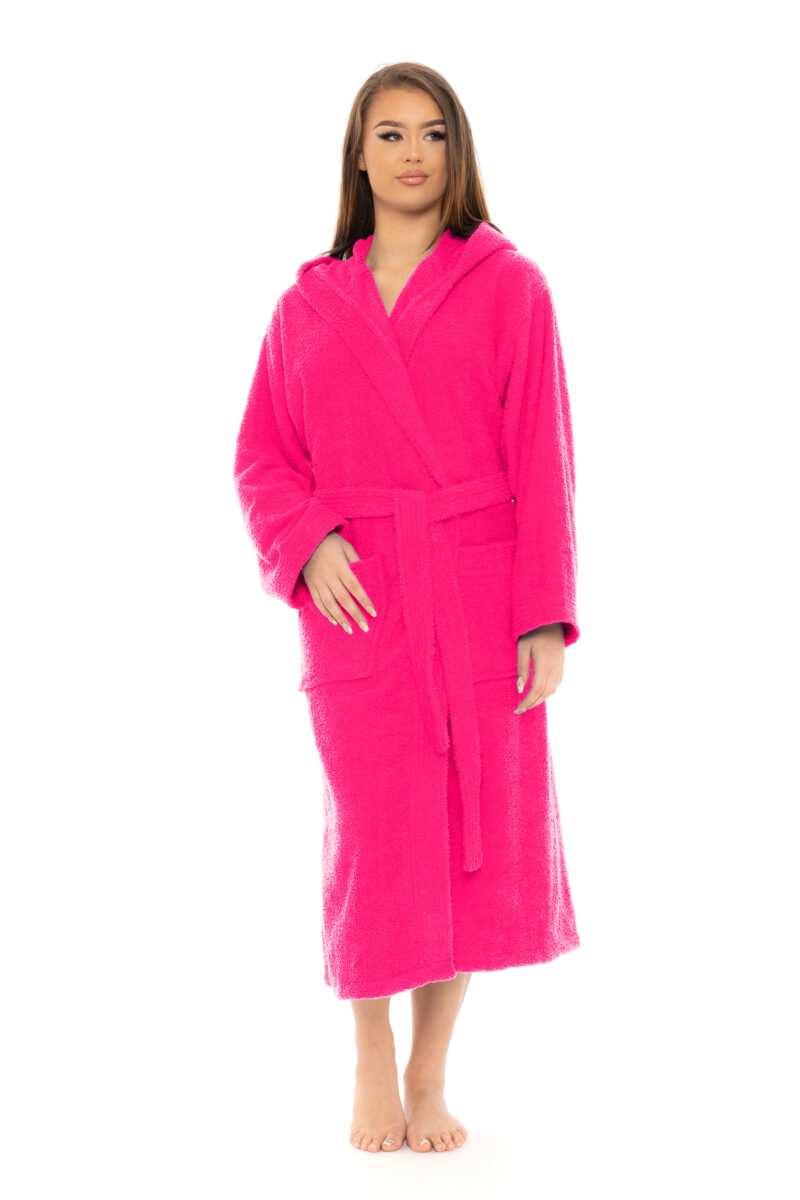 Luxurious 100% Soft Cotton Towlling Bathrobe Dressing Gown Hooded Towel Changing Robe Spa Bath Towel Robe for Ladies & Gents - Image 9