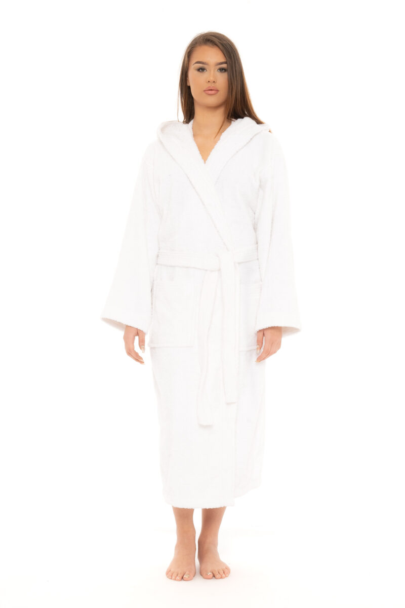 Luxurious 100% Soft Cotton Towlling Bathrobe Dressing Gown Hooded Towel Changing Robe Spa Bath Towel Robe for Ladies & Gents - Image 13