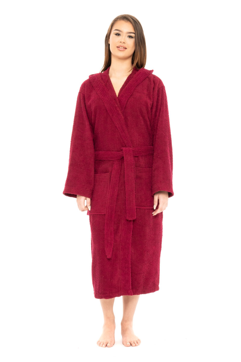 Luxurious 100% Soft Cotton Towlling Bathrobe Dressing Gown Hooded Towel Changing Robe Spa Bath Towel Robe for Ladies & Gents - Image 14