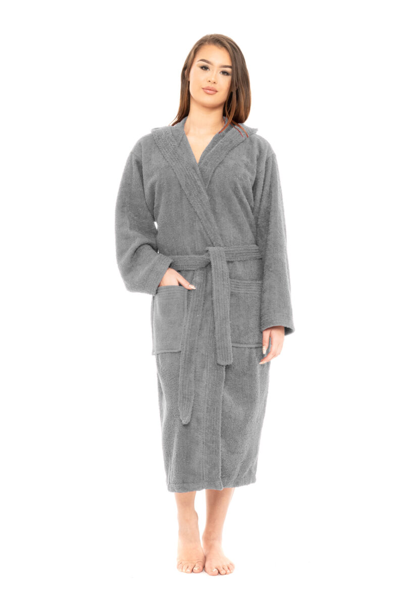 Luxurious 100% Soft Cotton Towlling Bathrobe Dressing Gown Hooded Towel Changing Robe Spa Bath Towel Robe for Ladies & Gents