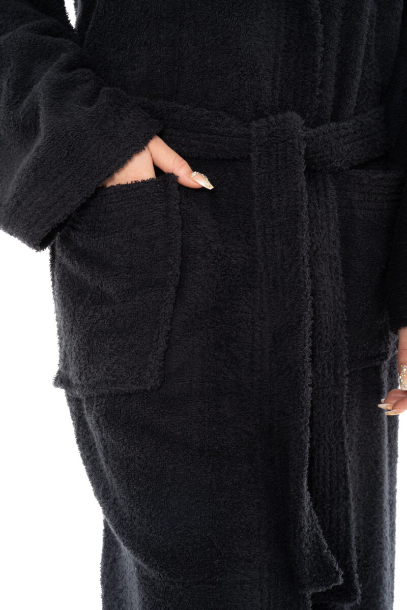 Luxurious 100% Soft Cotton Towlling Bathrobe Dressing Gown Hooded Towel Changing Robe Spa Bath Towel Robe for Ladies & Gents - Image 3